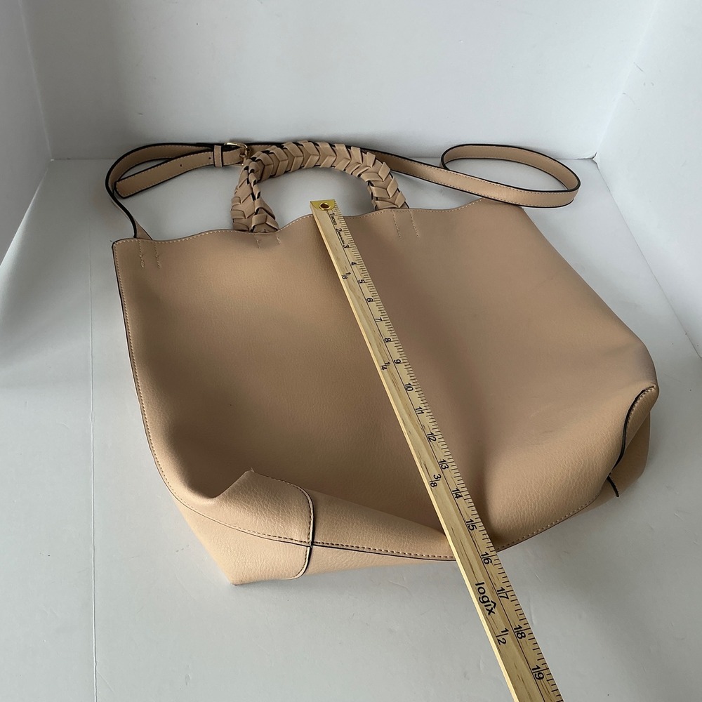 Jules Kae Tote Bag Braided Handle Pink Vegan Leather Large Crossbody Handbag - Picture 10 of 13